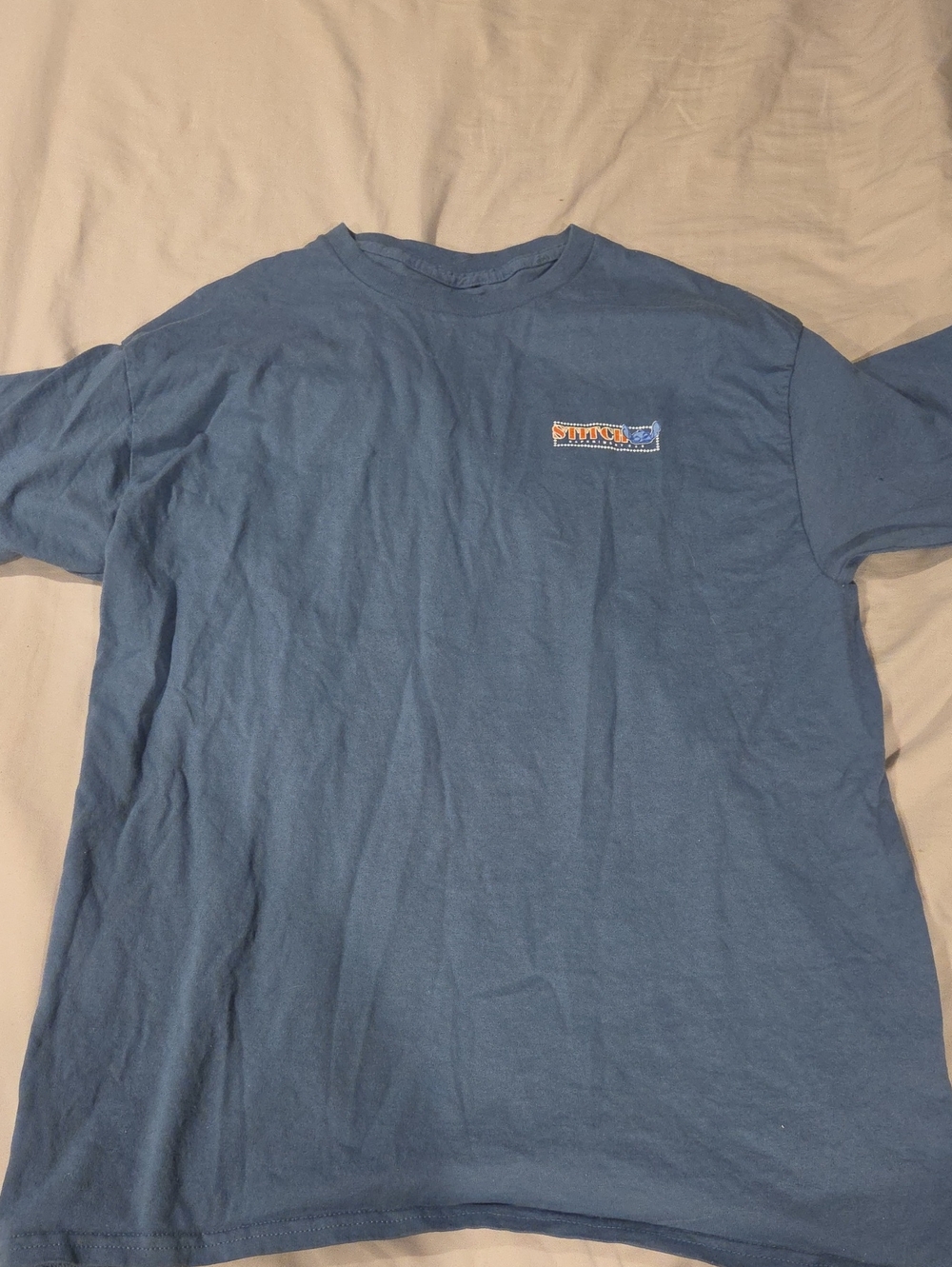 Disney Stitch Blue Graphic Pocket-Print Crewneck T-Shirt
